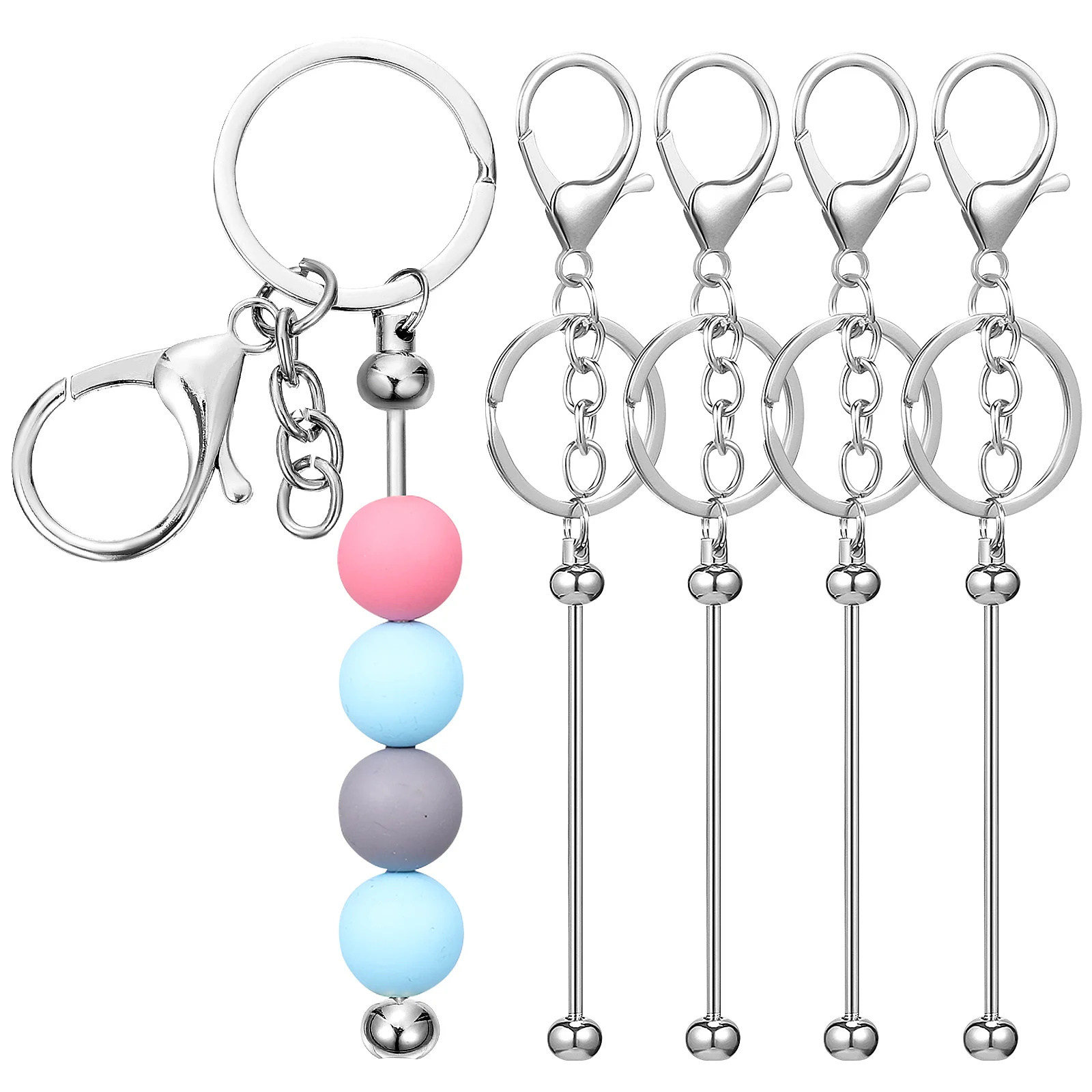 

Unique Keychains Beaded Bar Beadable Bars Bulk Metal Backpack Pendant Stainless Steel Crafting