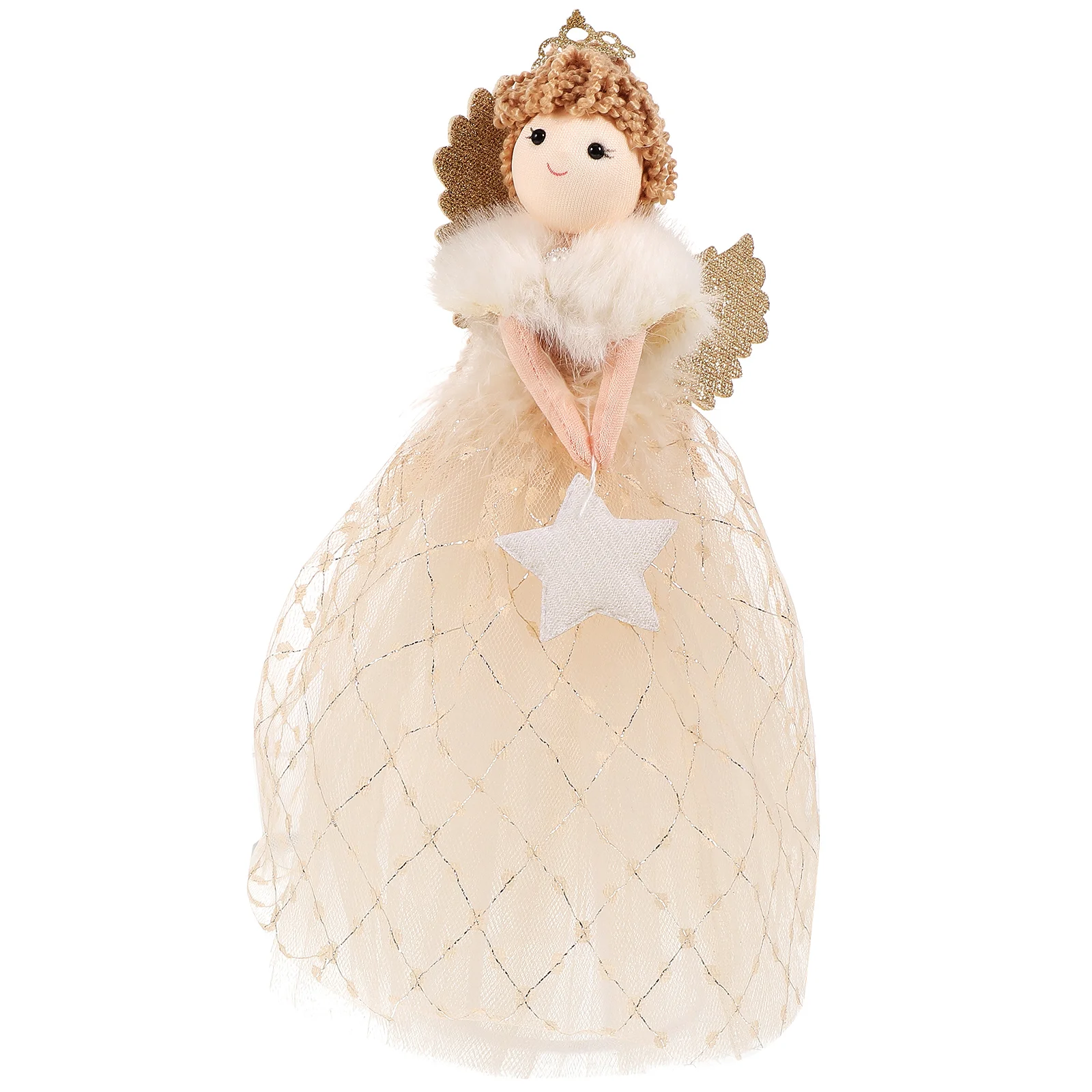 

Angel Tree Topper Christmas Hanging Decoration Soft Fabric Ornament for Indoor Outdoor Holiday Party Home Decor Photo Prop