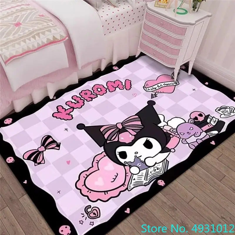 Alfombra creativa de dibujos animados en 3D, alfombra mágica con estampado de Anime Kuromi para decoración de sala de estar y dormitorio, alfombra antideslizante para gatear para niños