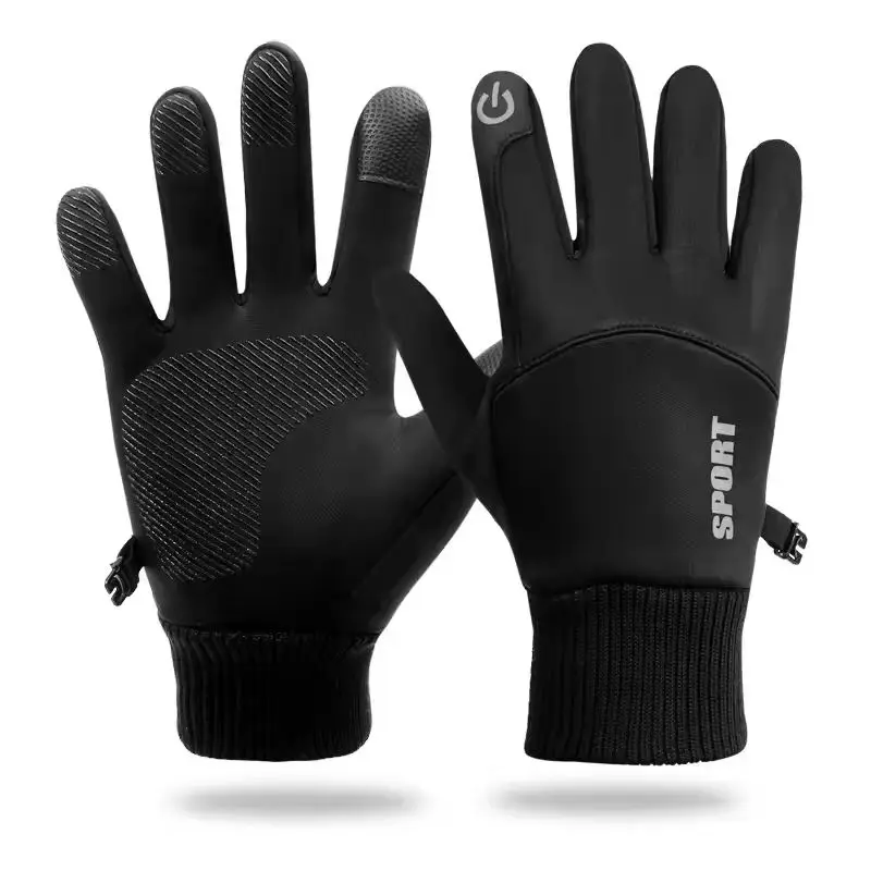 Unisex Winter Warm Cycling Gloves Touch Screen Water‑Resistant Anti‑Slip Fleece Lined Gloves for Riding Running Driving