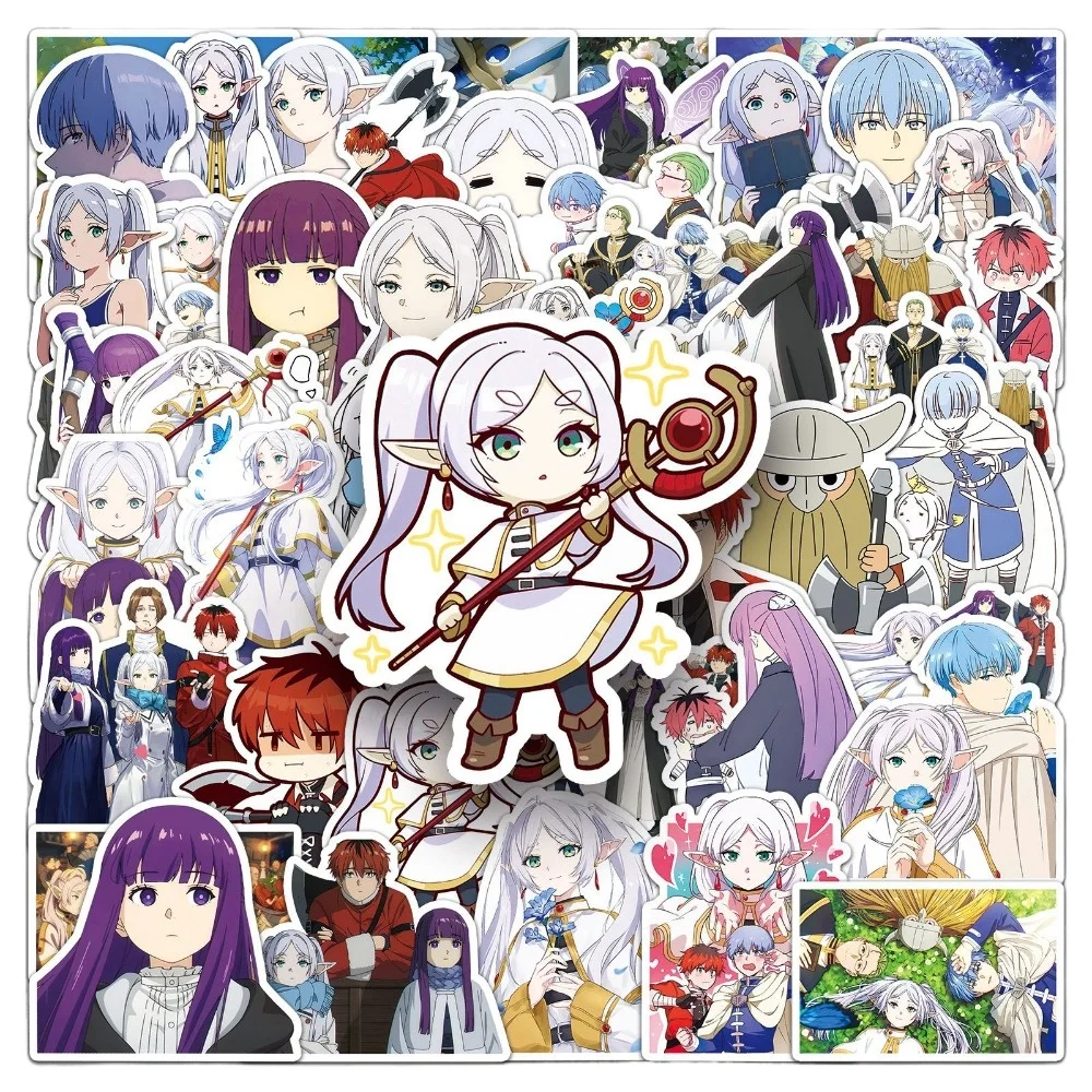

50 шт., самоклеящиеся аниме-наклейки Frieren Beyond Journey's End, манга, мультфильм, каваи, рисунок, украшения для рисования