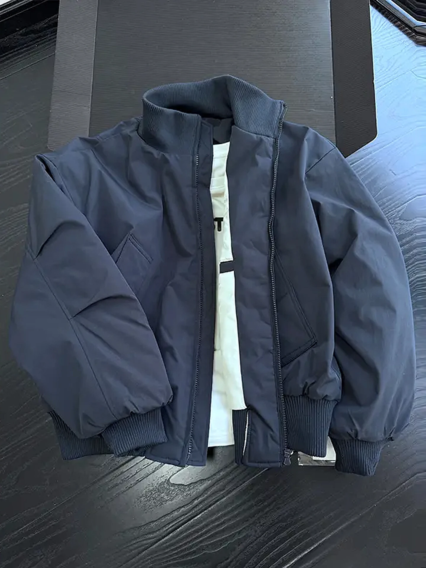 

Мужская зимняя повседневная куртка-бомбер из хлопка в стиле рабочей одежды, цвет синий (модель Sle in k)