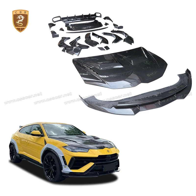 Protector de Parachoques Delantero de Fibra de Carbono Real para Lamborghini URUS S, Estilo 1016, Alerón de Techo, Kit de Capó de Motor