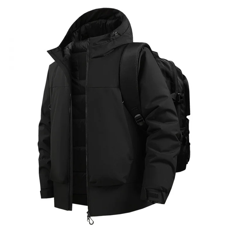 QICHE 2026 Unisex Minimalist Premium Hooded Shell Jacket, Autumn Winter Thick Warm Outdoor Cotton Coat