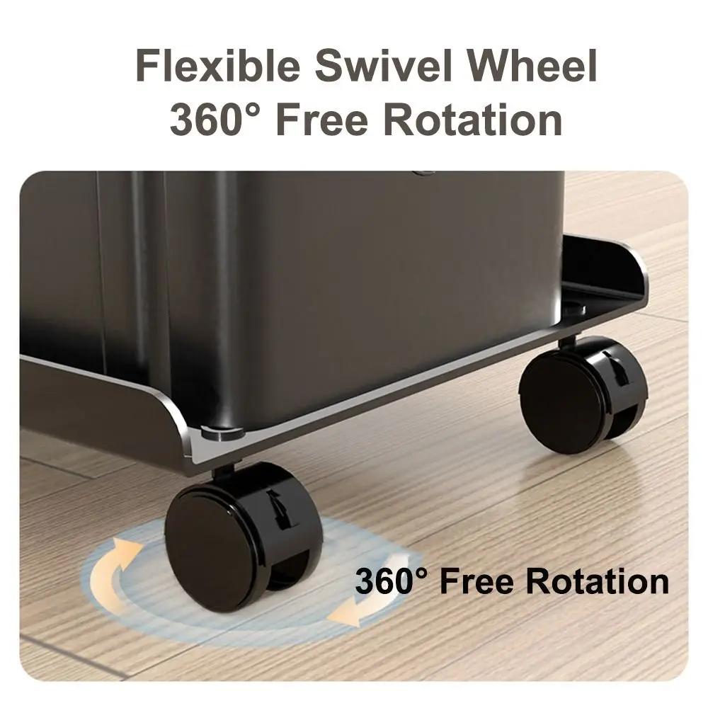 Adjustable Mobile CPU Stand Ventilated with 4 Caster Wheels PC Tower Stand Accessories Universal PC Floor Cart Fits Most PC