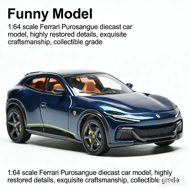 

Забавная модель автомобиля Purosangue FUV из сплава, масштаб 1:64, игрушка для мальчиков, коллекционный предмет для взрослых.