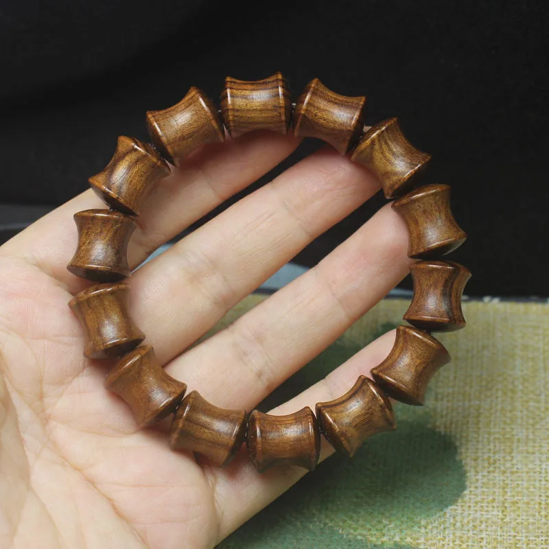 Natural Black Flower Pear Bamboo Beaded Bracelet High Rise Beads Men's and Women's Rosary Jewelry Literary Play HandString Gifts