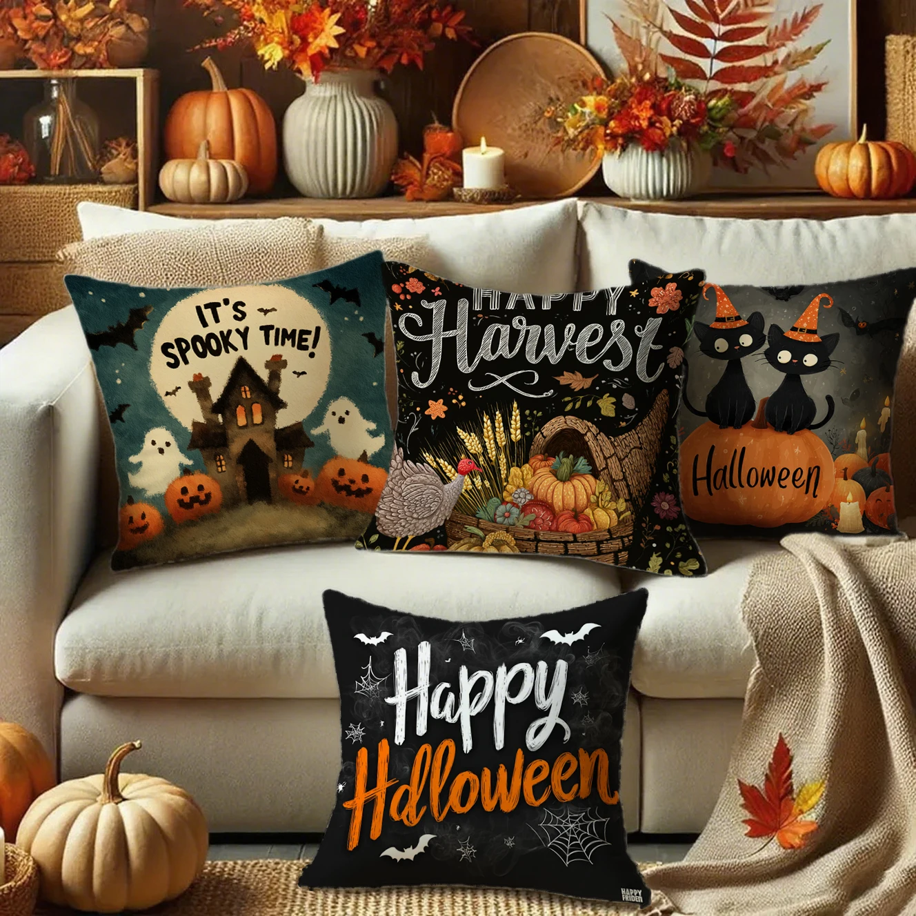 

Наволочка It's Spooky Time на Хэллоуин подходит для дивана, автомобиля, спальни, декоративная наволочка, наволочка