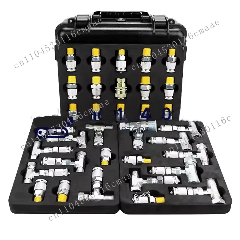 20 Joints 14 Tees Excavator Pressure Test Tee Pilot Distribution Valve Travel Hydraulic Maintenance Pressure Gauge Adapter Kit
