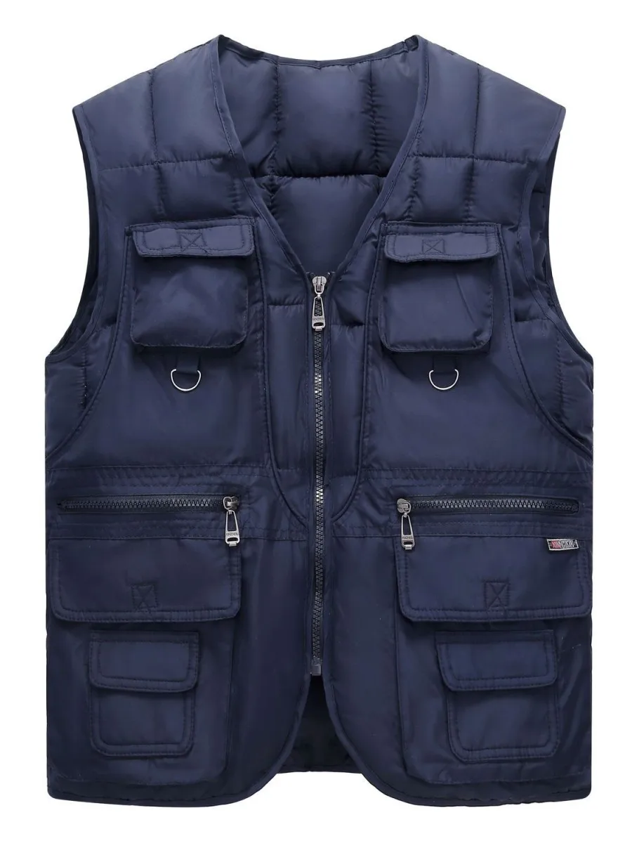 

Мужской утепленный хлопковый жилет для дома и улицы, повседневный, теплый, модный, городской, удлиненный, с V-образным вырезом