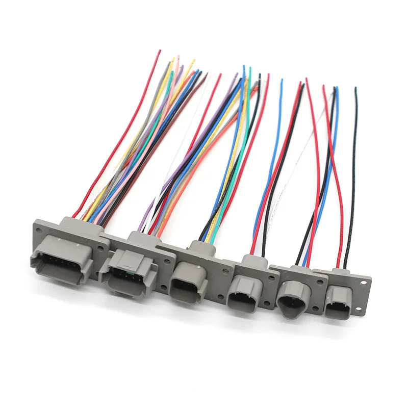 DT Flange 2 3 4 6 8 12 Hole Waterproof Connector Harness 0.75Mm² Length 20Cm Customizable Wire Gauge 2P 3P 4P 6P 8P 12Pin  DT04