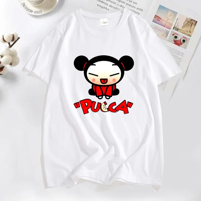 Funny Cartoon Pucca China Doll T-shirt Men Women Cute Graphic T Shirts Cotton Short Sleeve Men\'s Clothes Anime Tee Shirt