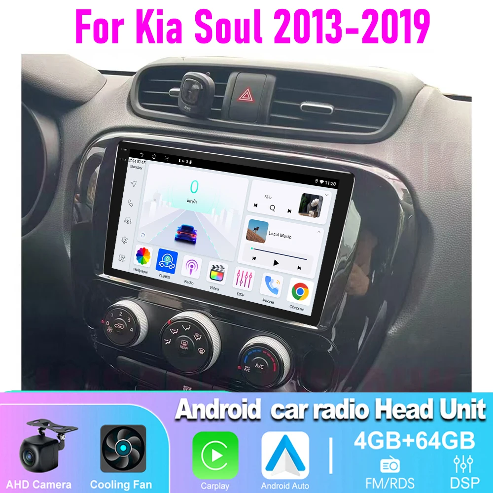 

4-64GB 9" Car Radio For Kia Soul 2013-2019 Wireless Apple CarPlay Android Auto Head Unit FM GPS BT Touchscreen