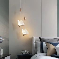 Moderne Led Luxe Creatieve Net Rode Vlinder Hanglampen Enkele Dubbele Kop Nordic Bed Lange Lijn Hanglamp