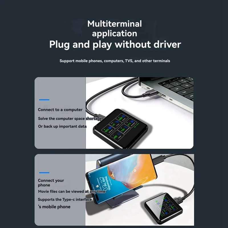 

Portable SSD 1TB Solid State Drive M.2 Mobile Hard Disk USB 3.2 Gen2 1000M/S External SSD with Digital Display-ABVP