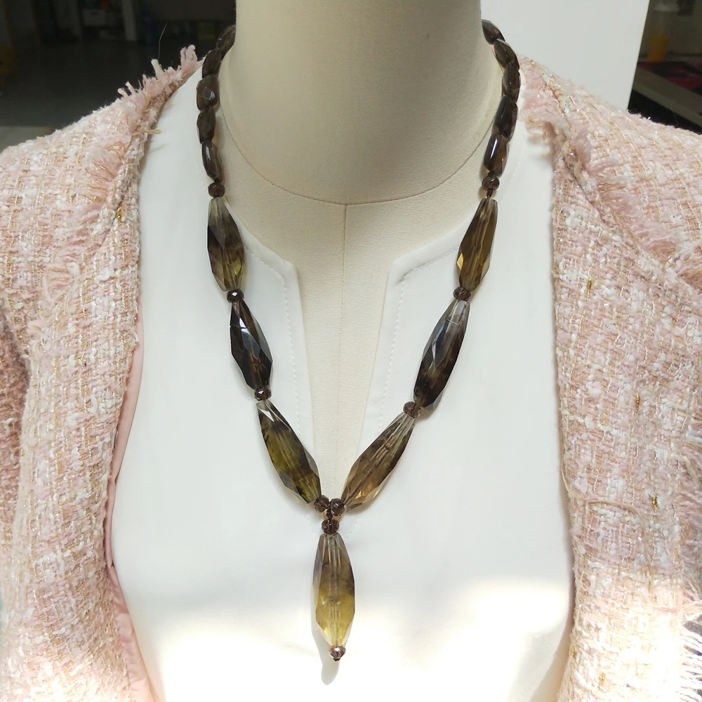 

Lii Ji Real Stone Smoky Quartz Necklace 60cm Women Necklace