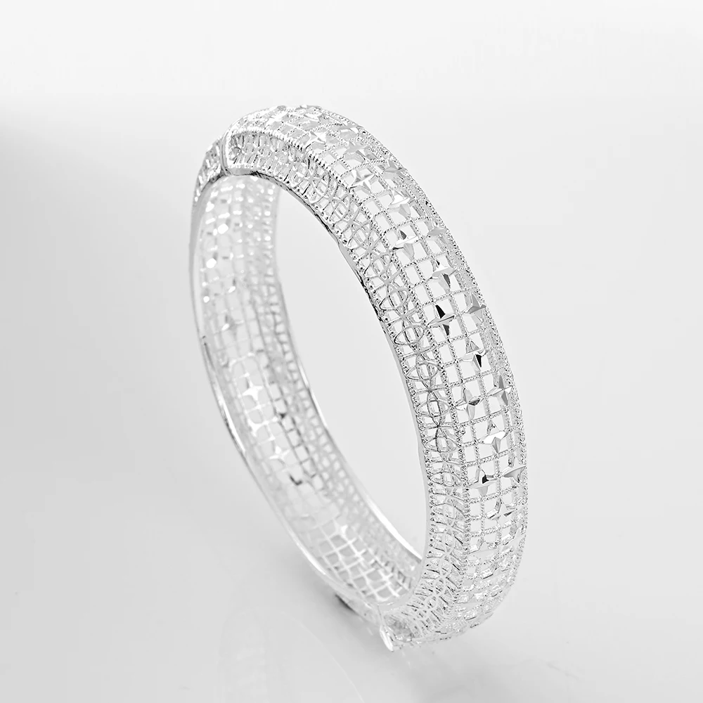 Silver Color 60MM New Wedding Bangle For Women Bride CanOpen Bracelets Indian/Ethiopian/france/African/Dubai Jewelry gifts