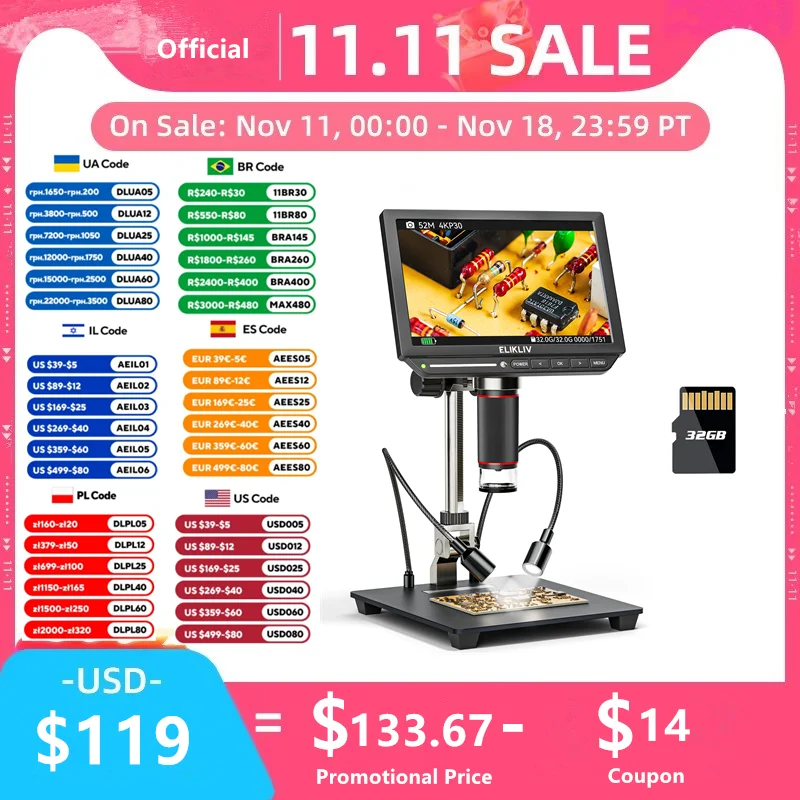 4K Digital Microscope Elikliv EM4K 8