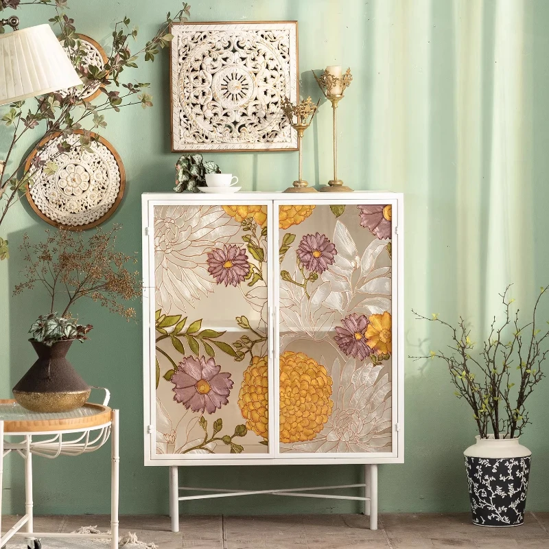 

Wrought iron side cabinets, multi-function lockers