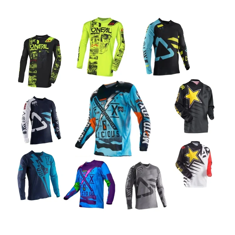 Printed Motocross Jersey Quick Dry Breathable MTB Downhill Cycling Long Sleeve Tops Off Road Motorcycle Racing Shirts Men