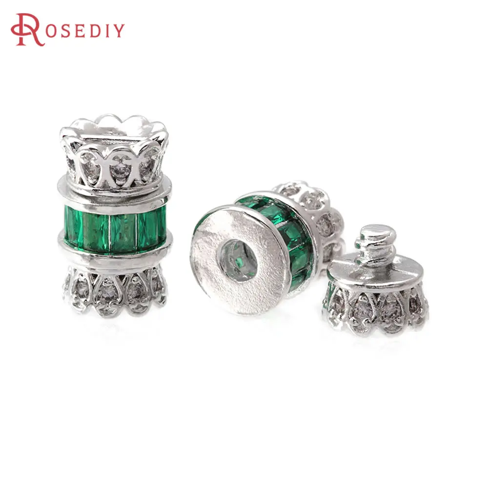 2PCS 18K Gold Color Brass with Zircon 2 Holes Waist Shape Screw Connect Clasps for Necklace High Quality Jewelry Diy Accessories