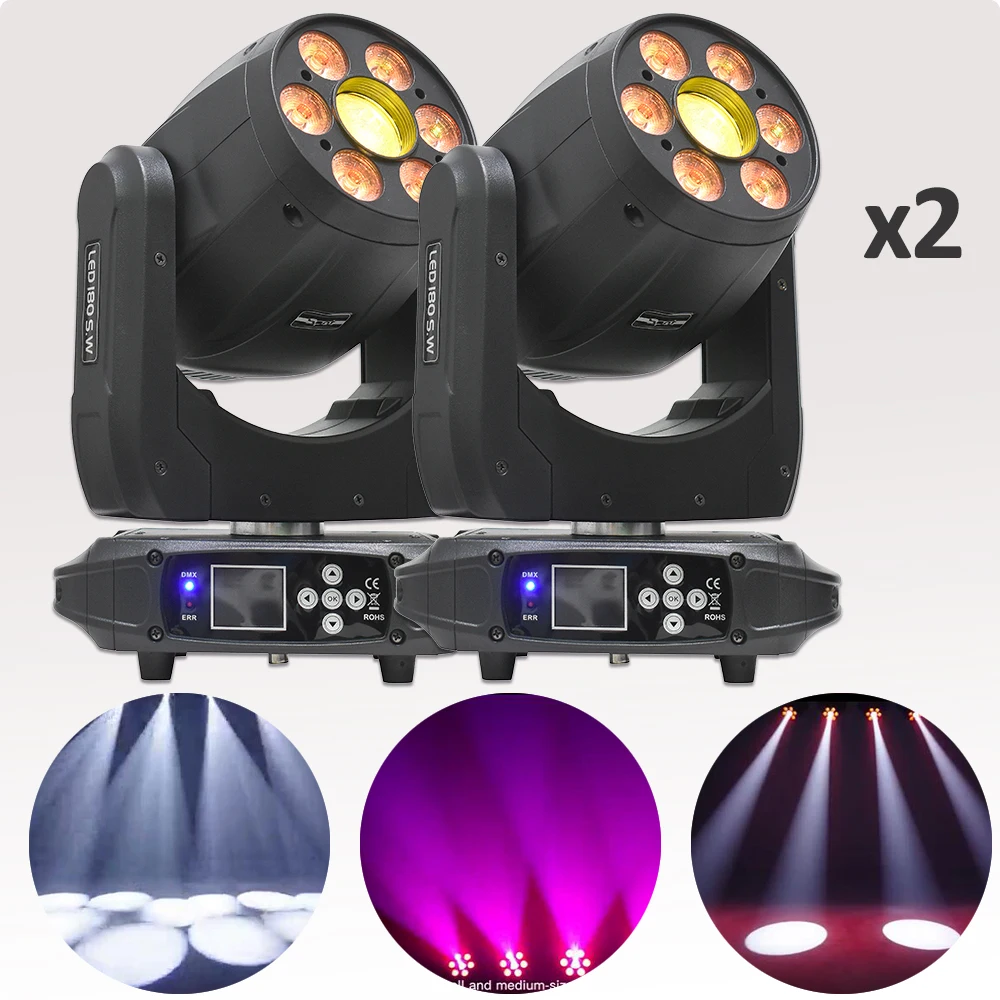 2Pcs/Lot LED Moving Head Light 6x4w RGBW 4in1 LED Wash Strobe 150W Spotlight Party DJ Disco Christmas Day Nightclub Lights