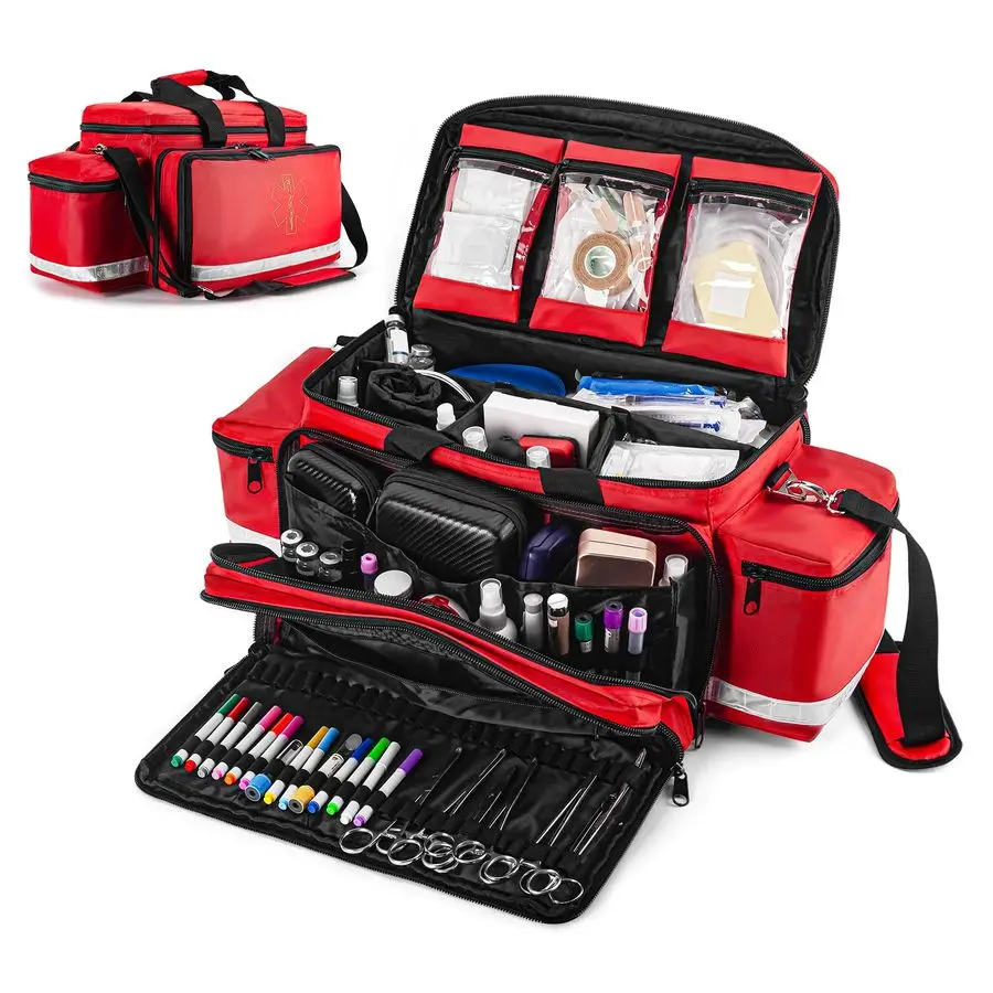 

Bag First Aid Bag Empty, EMT Bag for EMTs, Paramedics amp First Responders, 25.8 WaterResistant, 360 Reflective, 4 Dividers, 3 R