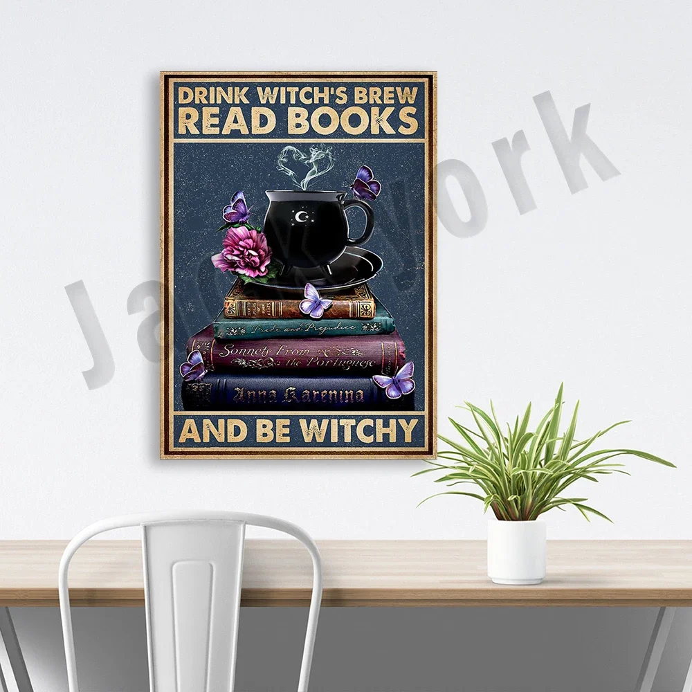 شرب مشروب الساحرة قراءة الكتب وكن ملصقات الساحرة، ديكور المنزل الساحرة، الهالوين، قراءة علامات الساحرة، ملصقات الهالوين، #4
