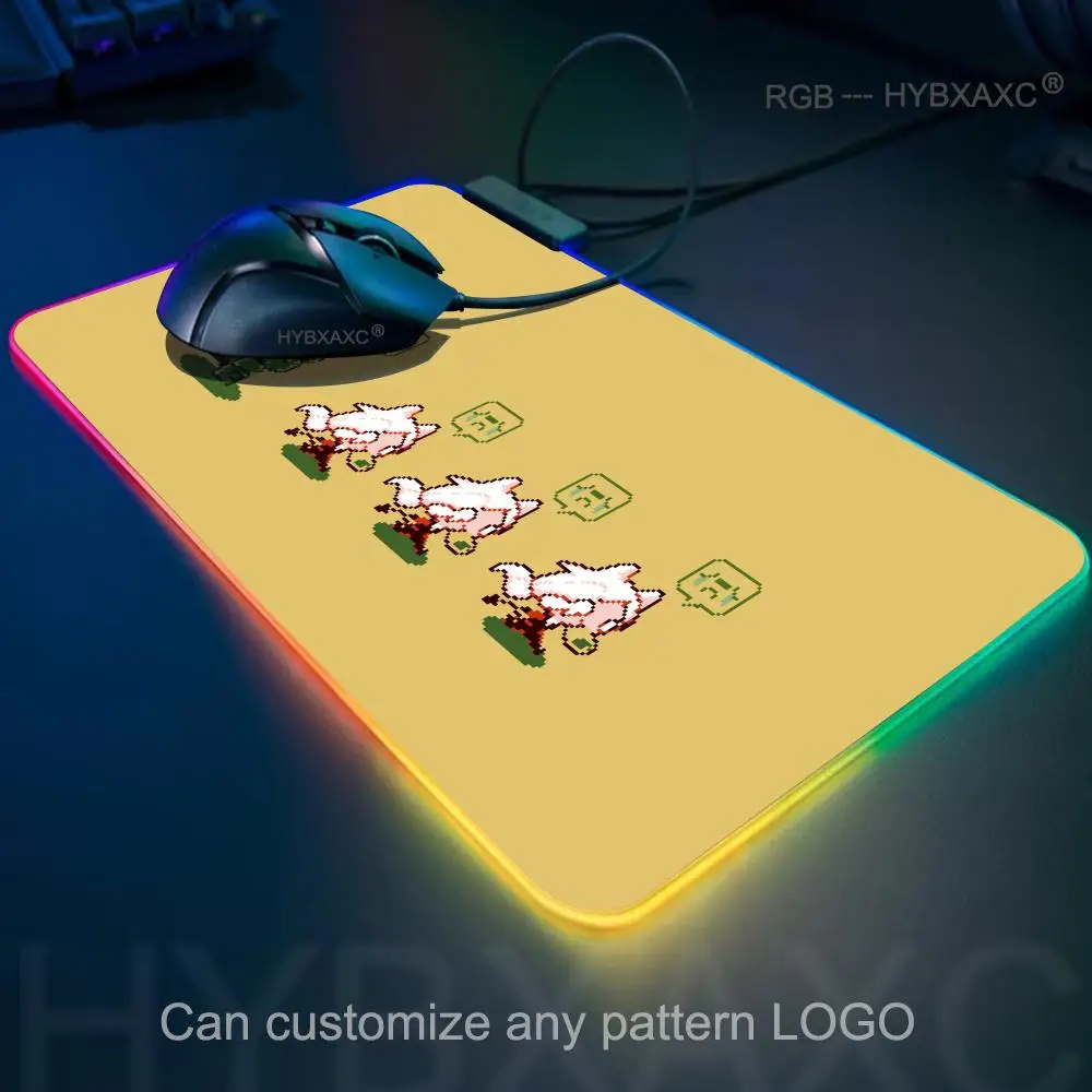 HYBXAXC Helltaker Anime Mousepad Gamer Gaming Mouse Pad PC Computer Otaku Locking Edge RGB Gaming Mouse Pad Mat Gamer Large LED
