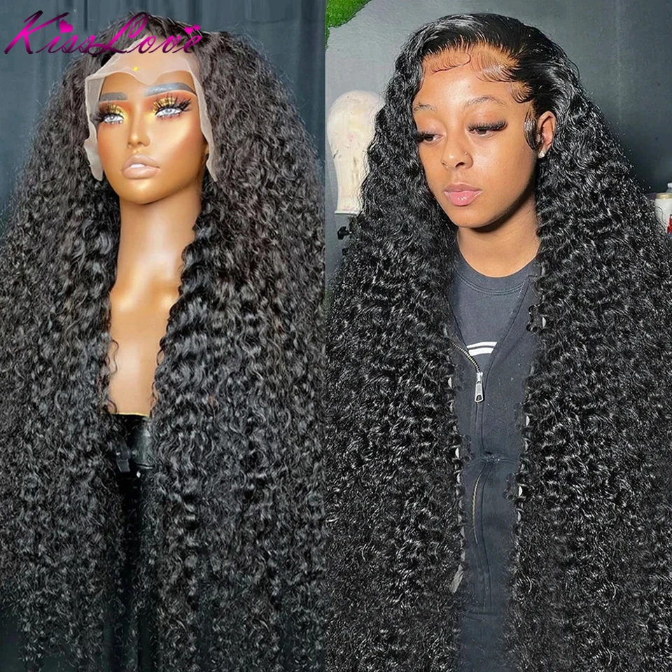 

Deep Wave 13x6 Full Lace Frontal Wigs Human Hair Pre Plucked Brazilian Curly Hair HD Transparent Lace Front Wigs For Black Women