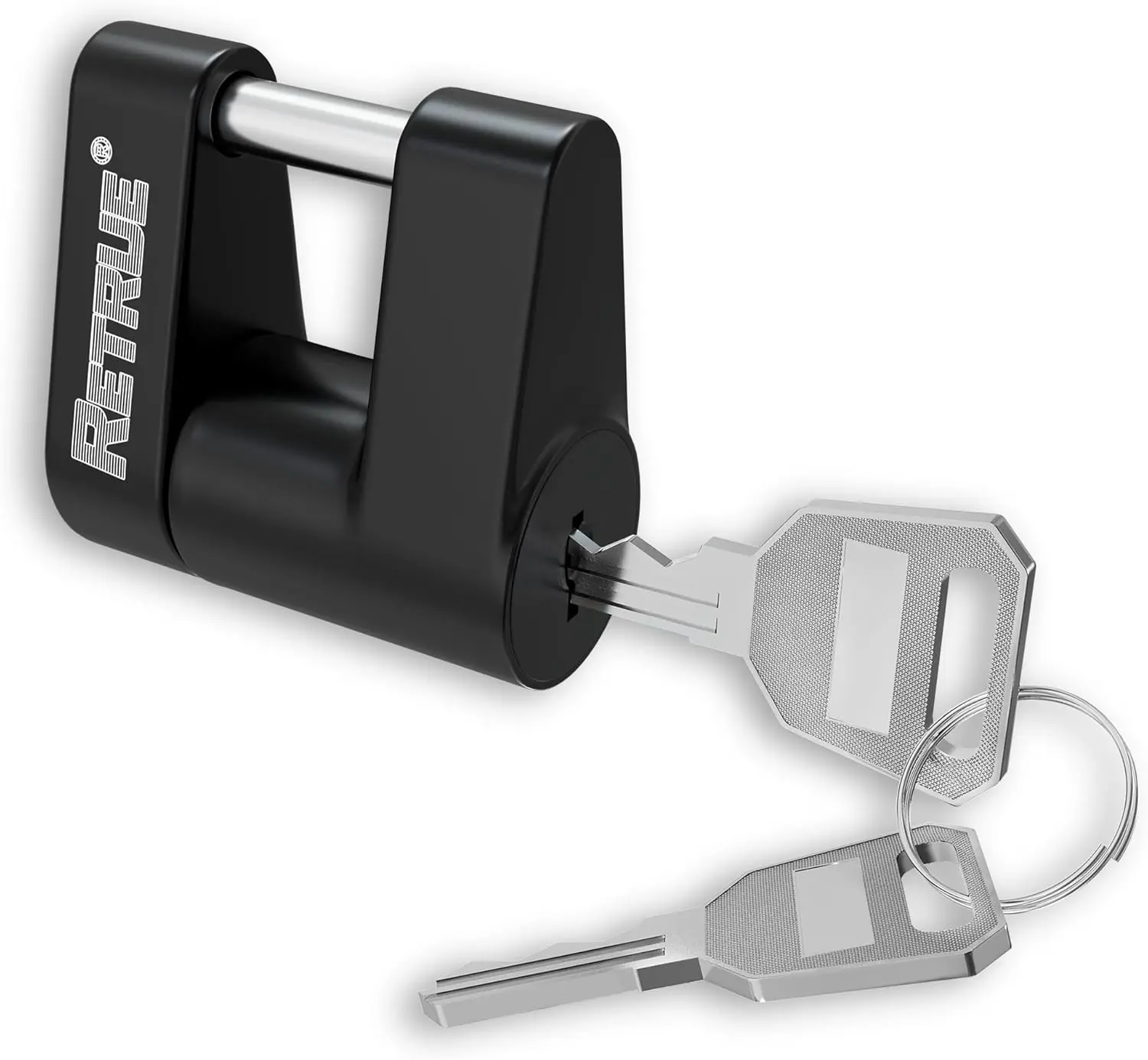 

Trailer Tongue Coupler Lock, Hitch Lock for Tow Boat RV Truck Car, 1/4 Inch Pin, 3/4 Inch Span, Black