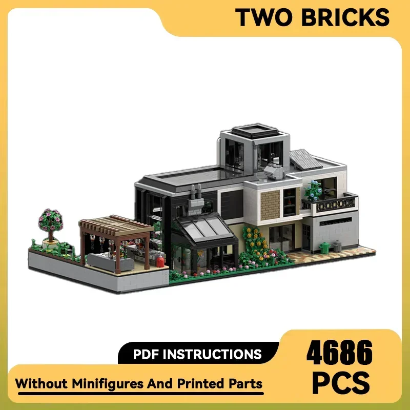 Moc Building Blocks The Glass House Modular Building Model Technical Bricks DIY Assembly City Street View Toys Child Gifts