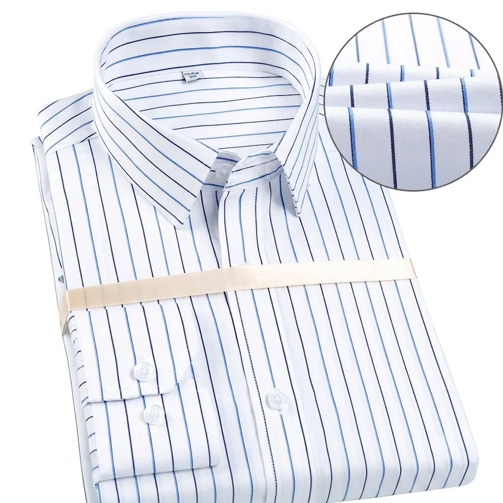 Long Sleeve High Quality Men\'s Striped Design Shirts Comfortable Soft Cotton Shirt Slim Fit Smart Casual Male Tops