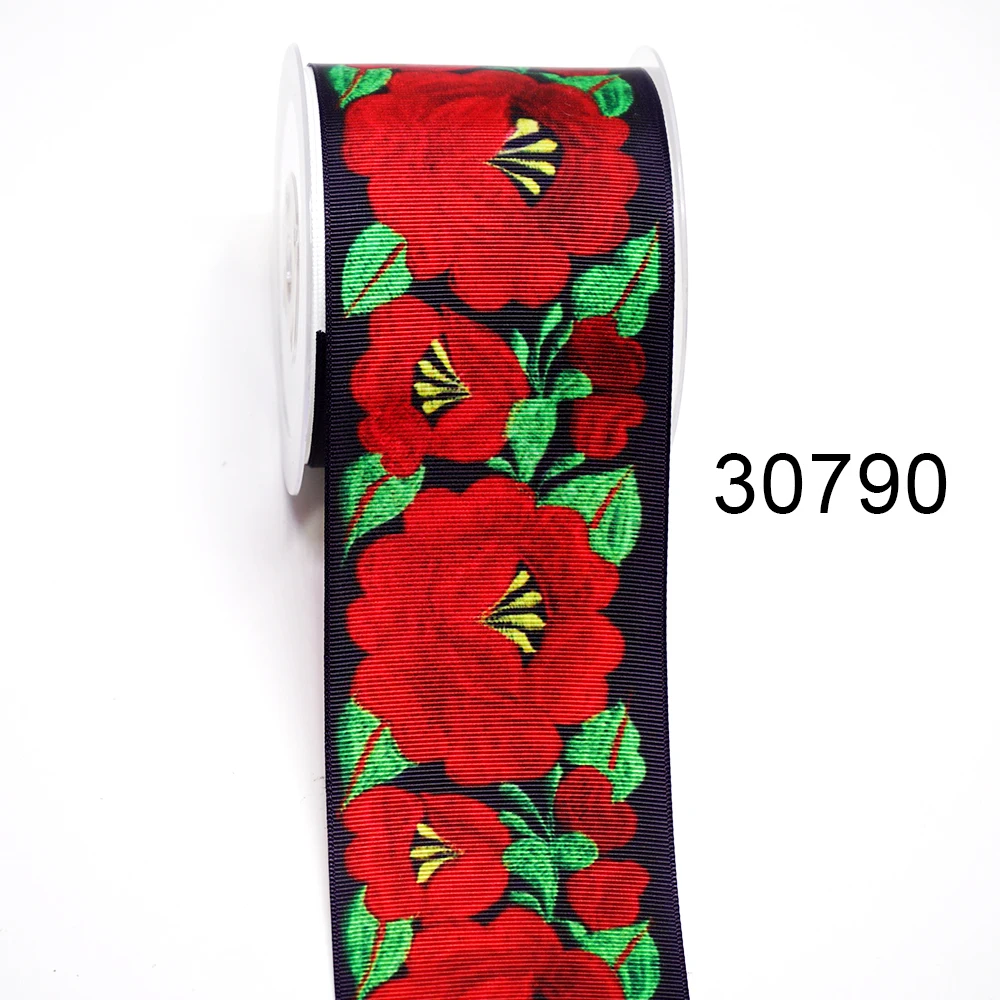 DIY Cartoon Flower Printed Grosgrain Ribbon For Craft Supplies Sewing Accessories 5 Yards. 10050
