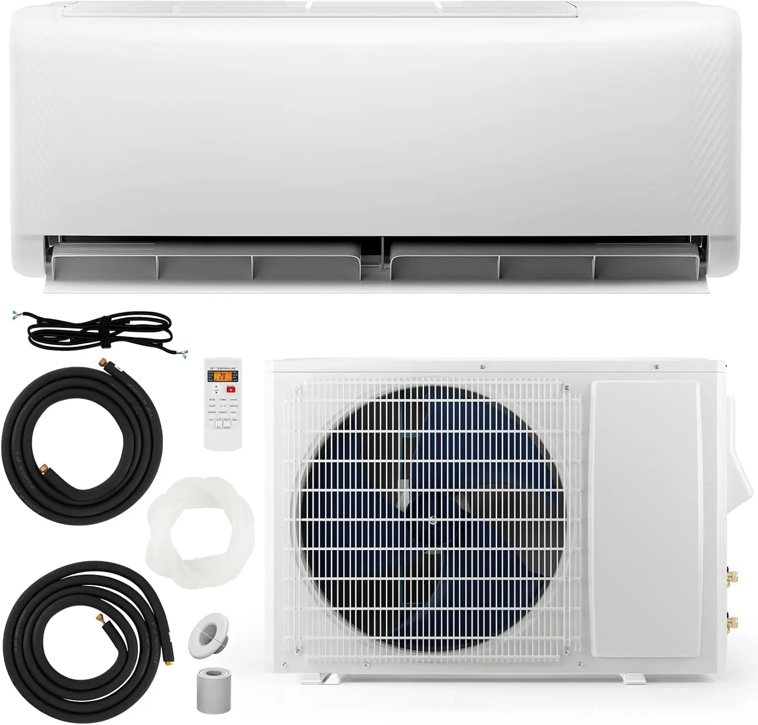 24000BTU Mini AC Split-System, 21 SEER2 Ductless Air Conditioner w/Pre-Charged Condenser, White (24000BTU, 220V, 21 SEER2-WIFI)