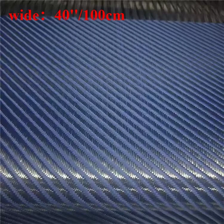 

Blue Kevlar fiber and 3K carbon fiber blended fabric 280gsm 40 inches/100cm wide 8 * 8 large diagonal aramid rolled up packaging