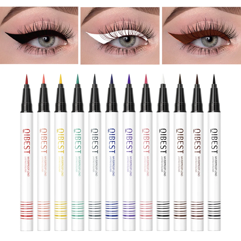 

12 Colors Matte Liquid Eyeliner Set Rainbow Colorful Eyeliner Pencil Pigmented Waterproof Long Lasting Gel White Eye Liner Pen