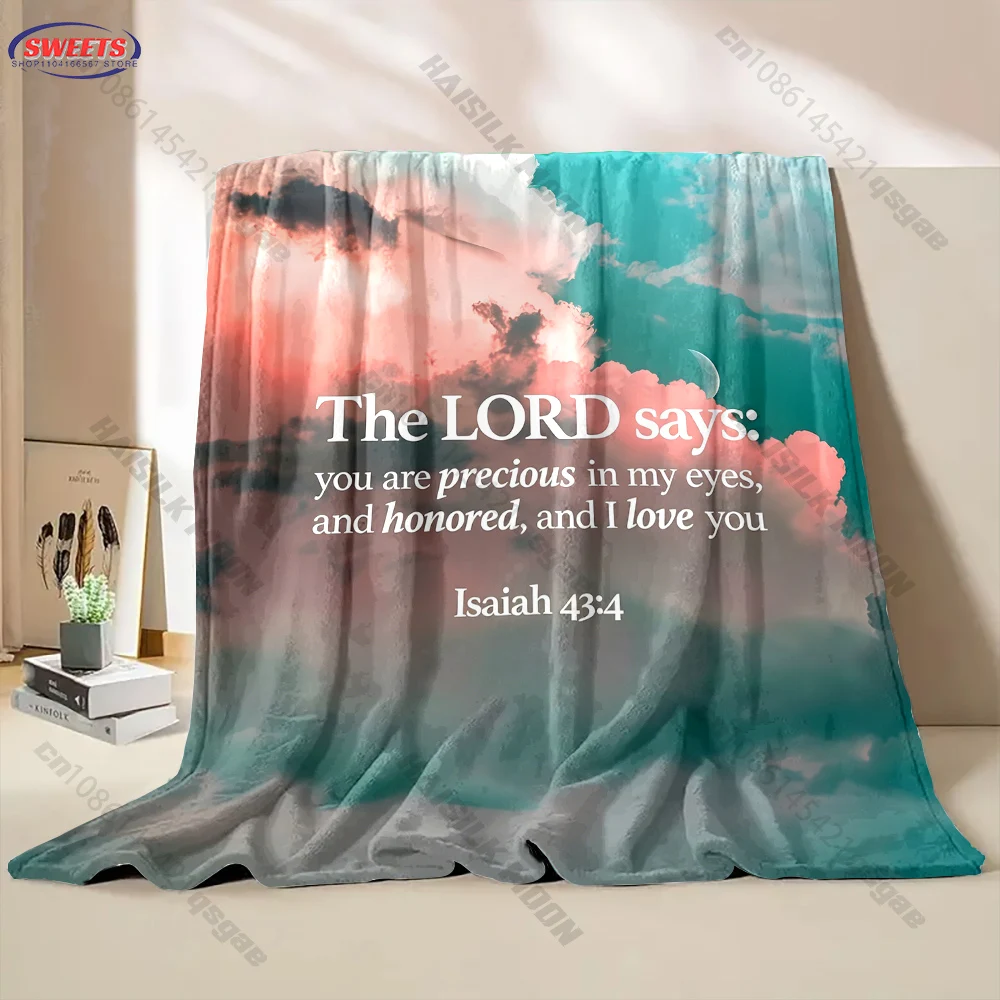 Christian Bible Verse Isaiah Throw Blanket Soft Flannel Cozy Blanket for Religious Home Decor & Faith Gifts