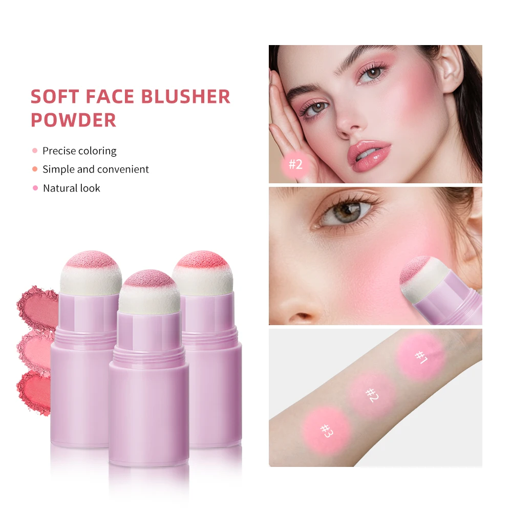 หัวฟองน้ํา Blush Matte Long-Lasting Rouge Peach แต่งหน้าเครื่องสําอางแต่งหน้าสีชมพู Blush Stick Powder Blushes Blusher Stick แต่งหน้า