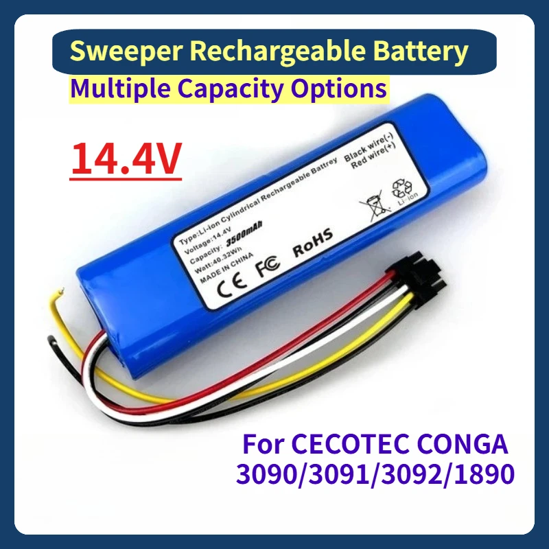 

Multiple Capacity Options 14.4V Sweeper Rechargeable Battery for CECOTEC CONGA 3090/3091/3092/1890