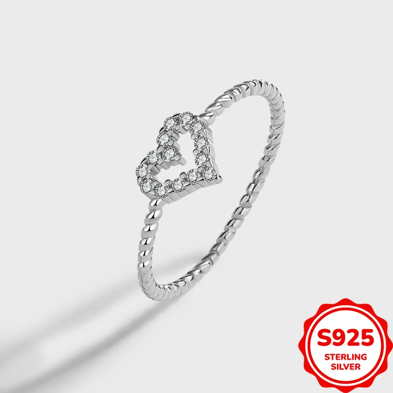 

Натуральное и универсальное женское кольцо из серебра S925 с полыми бусинами в форме сердца