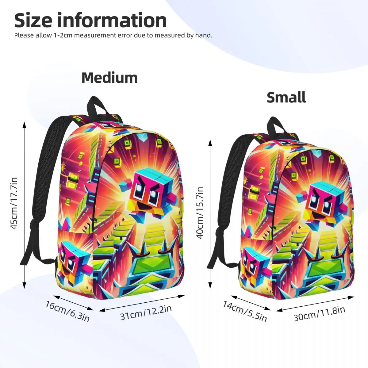 Geometry Cube-mochila Gaming Dash para hombre y mujer, morral de lona para estudiantes de secundaria primaria, mochila de lona para senderismo