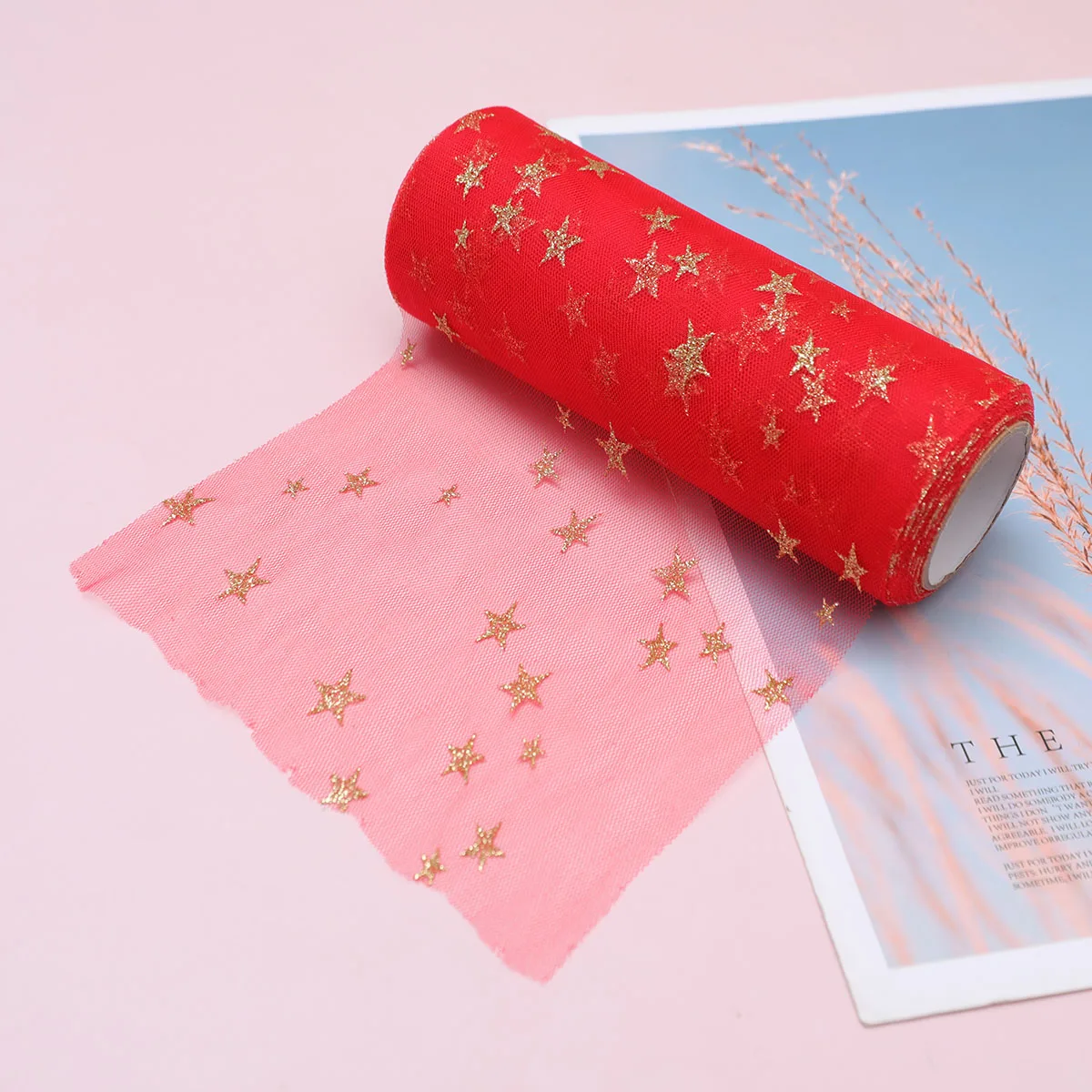 

Fashions Tutu Roll Glitter Tulle Rolls Diy Gauze Party Decoration Red Wedding Bridal Table Skirt Polyester