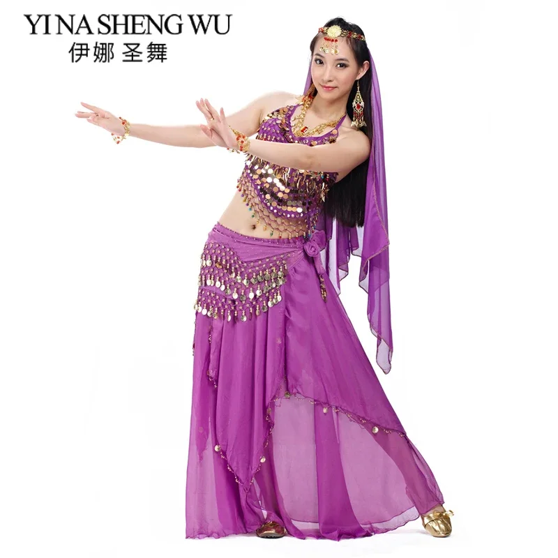 Set da 5 pezzi di abbigliamento da ballo di Bollywood Costumi di danza del ventre per le donne India Egitto Costumi di performance di danza Abito da ballo orientale