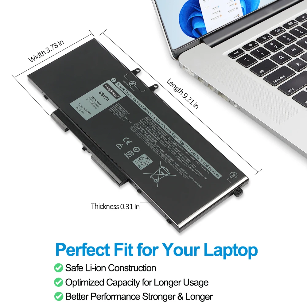 Bateria KingSener 68Wh 3HWPP do Dell Inspiron 17 7706 2 w 1, Latitude 14 5401 5410 5411, 15 5501 5510 5511, Precision 3541 3551 — zdjęcie produktu 3