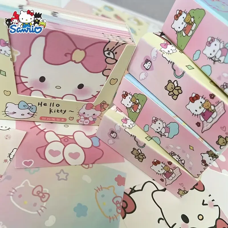 Cuaderno plegable cuadrado Hello Kitty, paquete de 4 (200 hojas antiadherentes), diario en caja, regalo de origami para cualquier día festivo