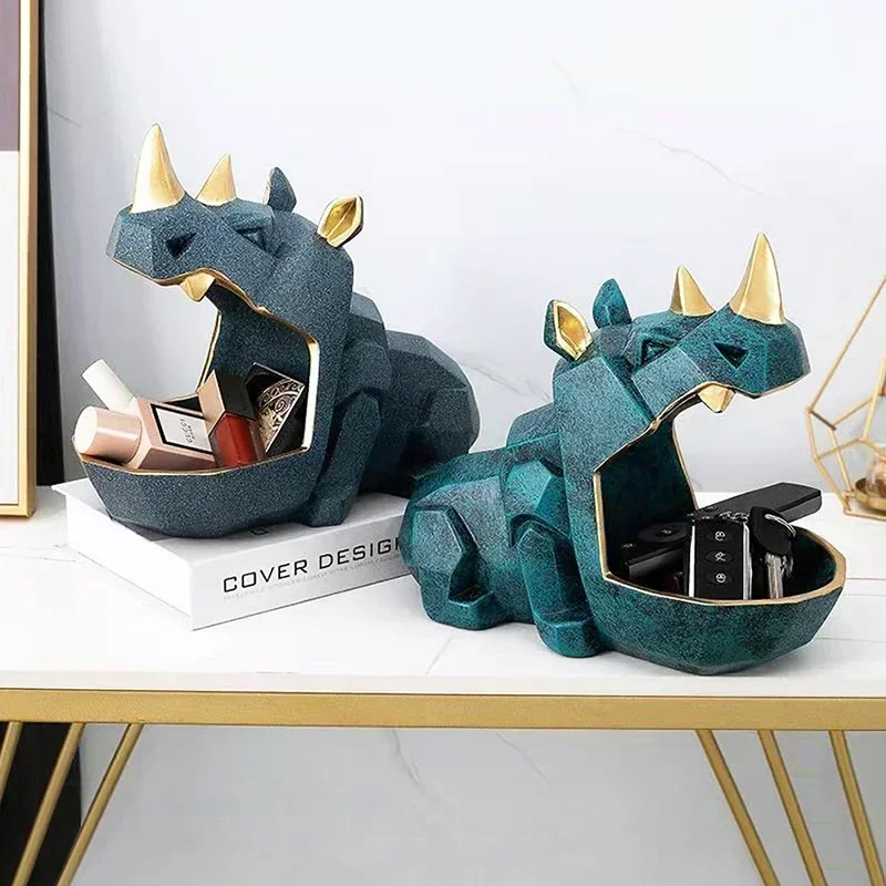 

Home Decor,Figurine Miniature,Cool Rhino,Sculpture,Living Room Decoration,Table Ornament,Storage Box,Decorative Animals Statue