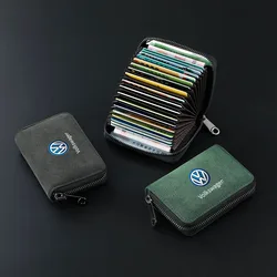 Suede Wallet Credit Card Holder Blocking Zipper Bag For VW GTD Tiguan Passat Golf Polo Touareg Magotan Touran T5 Car Accessories
