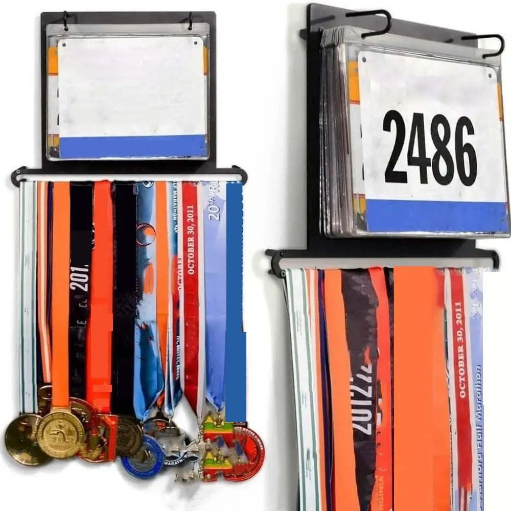 

Iron Wall Mounted Medals Hanger Decorative with PVC Bags Sport Medals Display Rack American Style Medal Hanging Holder Triathlon