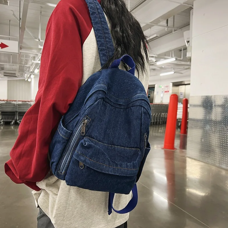 women small backpack denim school book bags for teenage girls travel backpack bag Mochila